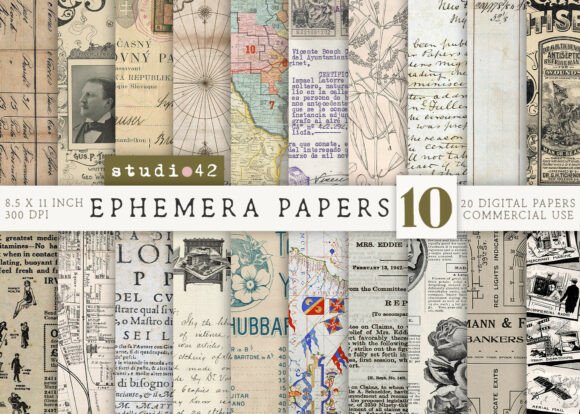 Antique Paper Ephemera Pack V10: Your Digital Design Secret Weapon