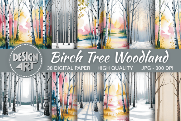 Birch Tree Woodland Backdrop: Natural Serenity for Creative Projects