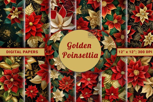 Luxury Poinsettia Christmas Papers for Festive Design