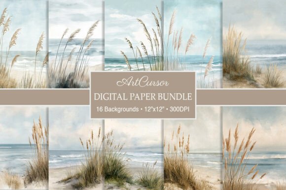 Neutral Pastel Beach Coast Digital Paper: Your Design Toolkit