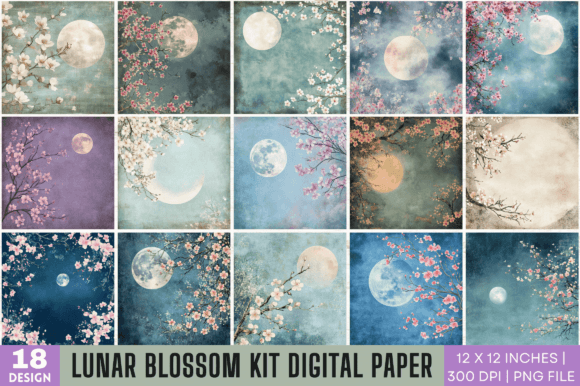 Unveiling the Lunar Blossom Kit Digital Paper Bundle