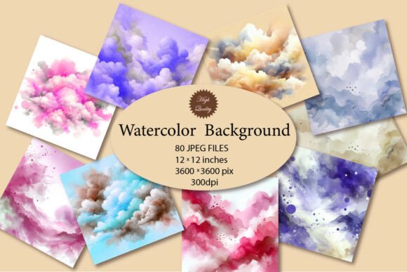 Watercolor Digital Papers Bundle: 80 Unique Textures